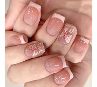 Lot de 24 faux ongles carrés courts en acrylique avec motif fleurs