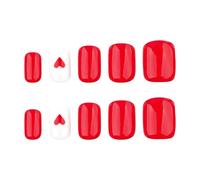 Lot de 24 faux ongles carrés courts pour la Saint-Valentin - Confortables à coller sur les ongles - Accessoire de manucure pour toutes les occasions