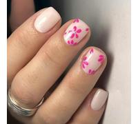 Lot de 24 faux ongles carrés en acrylique - Motifs brillants - Faux ongles français - Colle artificielle sur femme - Faux ongles - Cercueil - Amande française