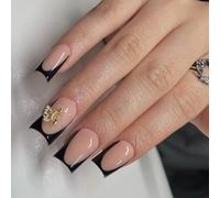 Lot de 24 faux ongles carrés en forme de papillon - À coller - Pour femme