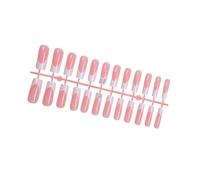 Lot de 24 faux ongles carrés longs et brillants avec nœuds 3D pour un port confortable