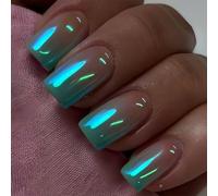 Lot de 24 faux ongles carrés moyens à presser - Couleurs dégradées - Décoration d'ongles brillante et scintillante pour femmes et filles