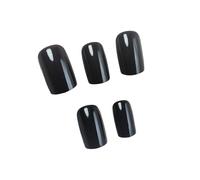 Lot de 24 faux ongles carrés noirs à coller - 12 tailles - Pour French manucure
