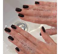 Lot de 24 faux ongles carrés noirs à coller sur les ongles en acrylique - 12 tailles