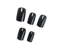 Lot de 24 faux ongles carrés noirs à presser artificiels pour femme