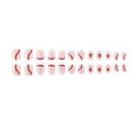 Lot de 24 faux ongles courts à coller en acrylique Motif cœurs et rayures