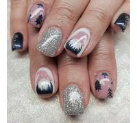 Lot de 24 faux ongles courts à coller Motif Père Noël