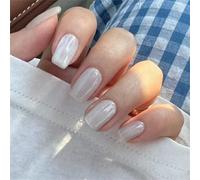 Lot de 24 faux ongles courts à presser - Couleur unie - Œil de chat - Décoration d'ongles minimaliste - Pour femmes et filles