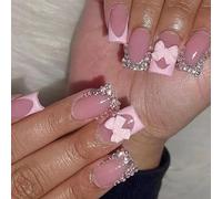 Lot de 24 faux ongles courts à presser en ABS léger avec nœud en forme d'amande pour plus de confort et d'occasions spéciales Noël