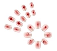 Lot de 24 faux ongles courts à presser en forme de cœur pour la Saint-Valentin