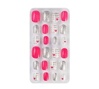 Lot de 24 faux ongles courts à presser pour enfants Motif bonbons de Noël
