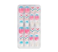 Lot de 24 faux ongles courts à presser pour enfants Motif bonbons de Noël