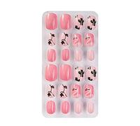 Lot de 24 faux ongles courts à presser pour enfants Motif bonbons de Noël