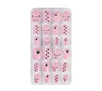 Lot de 24 faux ongles courts à presser pour enfants Motif bonbons de Noël