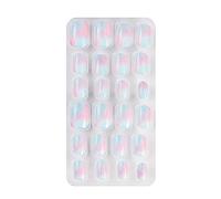Lot de 24 faux ongles courts à presser pour enfants Motif bonbons de Noël