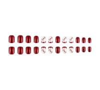 Lot de 24 faux ongles courts à presser pour la Saint Valentin - En acrylique - Motif cœur - Dentelle française - Couverture complète - À coller