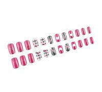 Lot de 24 faux ongles courts argentés scintillants artificiels beaux bâton de cœur Saint-Valentin Presse pour allumer
