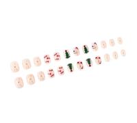 Lot de 24 faux ongles courts avec motif bonhomme de neige et cane à bonbons pour Noël Art de manucure