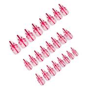 Lot de 24 faux ongles courts avec strass - Couleur amande - À coller sur les ongles - Noeuds à presser - Pour Noël