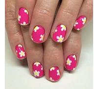 Lot de 24 faux ongles courts brillants à presser avec motifs floraux pour un usage quotidien et des réunions