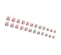 Lot de 24 faux ongles courts carrés à coller sur les ongles - À coller sur les ongles de Noël - Pour femme