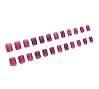 Lot de 24 faux ongles courts carrés à coller sur les ongles de la Saint-Valentin