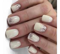 Lot de 24 faux ongles courts carrés à presser en acrylique uni à coller pour femme