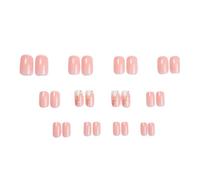 Lot de 24 faux ongles courts carrés brillants à coller sur bout français Blanc