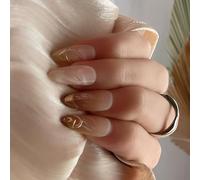 Lot de 24 faux ongles courts carrés brillants - Presse douce pour la peau - Pour artistes acryliques - Déclarations - Art moderne des ongles