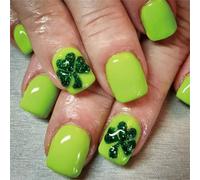 Lot de 24 faux ongles courts carrés, brillants, résistants aux ongles, pour festival