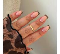 Lot de 24 faux ongles courts carrés en acrylique pour femme Motif léopard