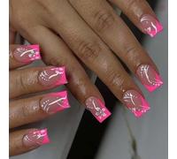 Lot de 24 faux ongles courts carrés sur ongles avec motifs floraux Couverture complète Pour toutes les occasions Prêts à l'emploi