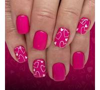 Lot de 24 faux ongles courts en ABS, non toxiques, pour la Saint-Valentin, avec motifs de cœur, pour la Saint-Valentin, les fêtes, la fête des S