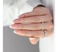 Lot de 24 faux ongles courts en acrylique Amande à coller sur bout français Blanc