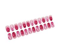 Lot de 24 faux ongles courts en acrylique avec flamme en forme de cœur pour femmes et filles, faciles à appliquer et à enlever