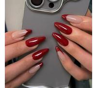 Lot de 24 faux ongles courts en acrylique brillant Rouge vin