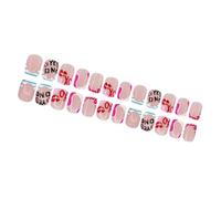 Lot de 24 faux ongles courts en acrylique de forme carrée avec lettres pour femme