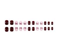 Lot de 24 faux ongles courts en acrylique de forme carrée avec motifs floraux pour femme à la mode