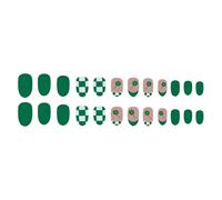 Lot de 24 faux ongles courts en forme d'amande, manucure française, pour festival