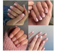 Lot de 24 faux ongles courts et ondulés à presser en forme d'amande - Motif tourbillon - Vert olive - Pour femme