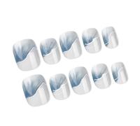 Lot de 24 faux ongles courts naturels brillants avec dégradés pour peinture de paysage Forme carrée