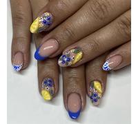 Lot de 24 faux ongles courts ovales à presser pour femme et fille