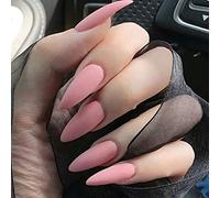 Lot de 24 faux ongles courts roses à coller sur les ongles à coller pour femmes et filles