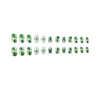 Lot de 24 faux ongles courts verts à presser pour la fête de la Patrick