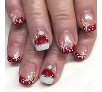 Lot de 24 faux ongles de Noël à presser en forme de flocon de neige pour réunions de famille et fêtes de bureau