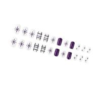 Lot de 24 faux ongles de Noël à rayures avec flocons de neige artificiels à coller pour femme