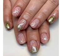 Lot de 24 faux ongles de Noël en forme de flocons de neige - Couverture complète à coller sur les ongles - À poser sur les ongles - Pour femmes et filles