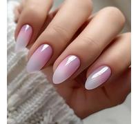 Lot de 24 faux ongles dégradés - Couverture complète - Facile à presser - Courts ronds - En acrylique brillant - À coller - Pour un usage quotidien
