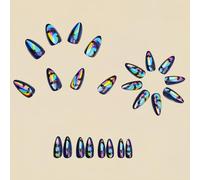 Lot de 24 faux ongles d'Halloween avec citrouille Art léger en amande pour costume et fêtes