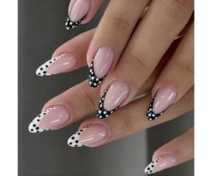 Lot de 24 faux ongles d'hiver avec motifs festifs - Facile à utiliser - Manucure pour Halloween, fêtes à thème - French Tip Press on Nail